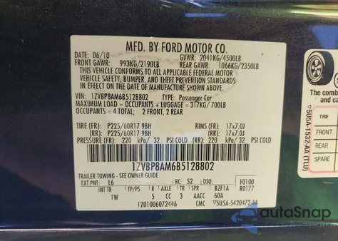 2011 Ford Mustang V6 z USA, uszkodzony, nr VIN 1ZVBP8AM6B5128802